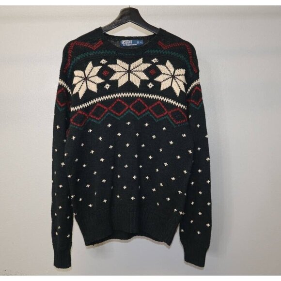 Vintage Polo Ralph Lauren Sweater Snowflake Size Large RARE 80s 90s